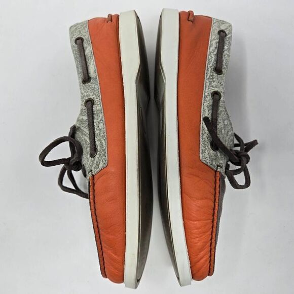 ETRO MILANO ORANGE BROWN LEATHER PAISLEY BOAT SHOES MENS SIZE 41 US 8 main image 8